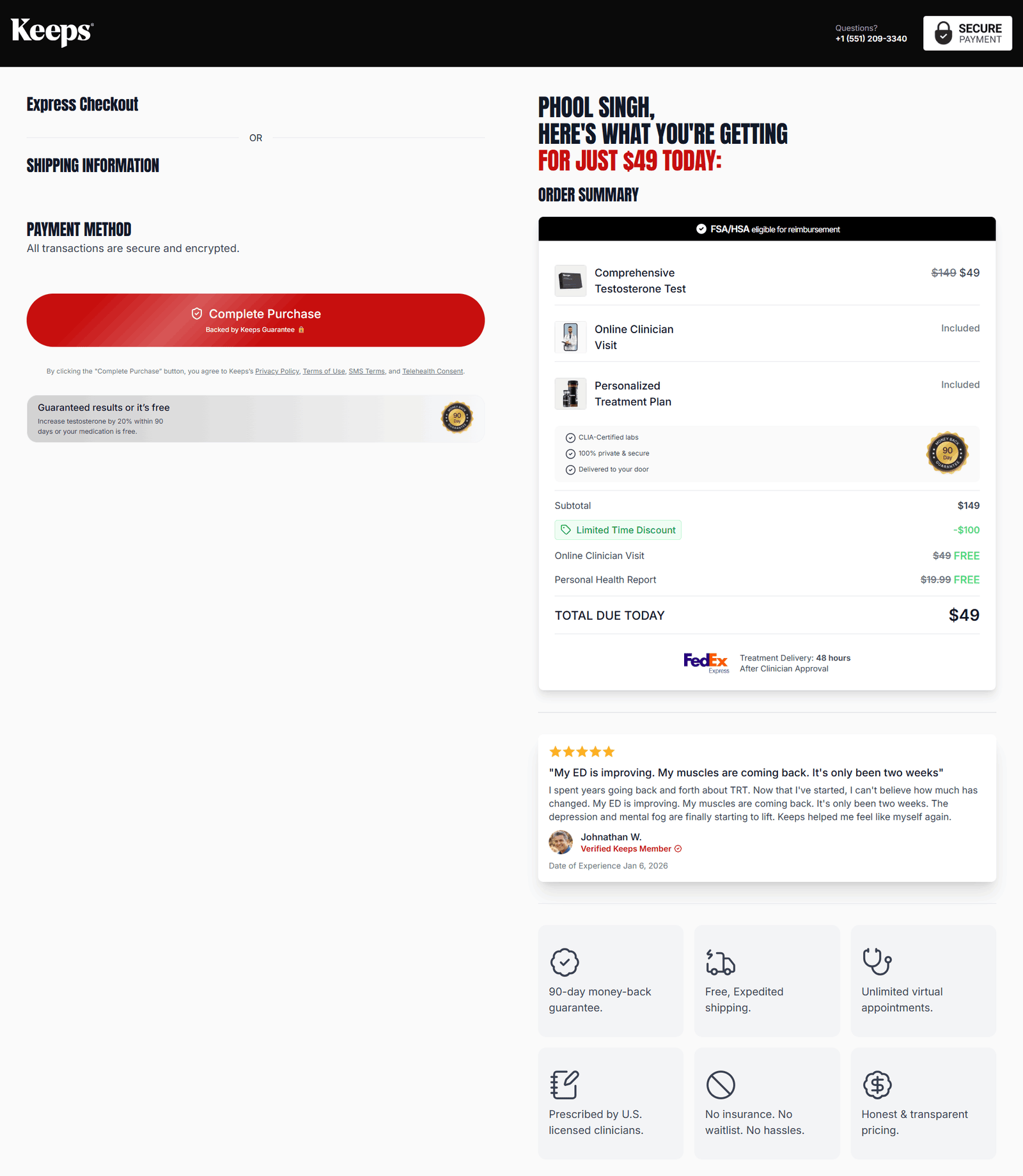 Titan TRT checkout page